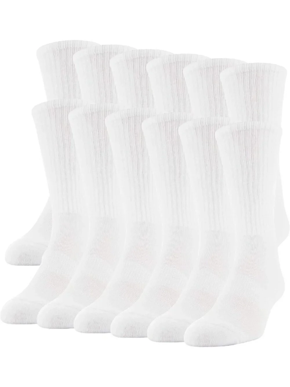Men's Performance Crew Socks - 12 Pairs, Moisture-Wicking, Comfortable Fit